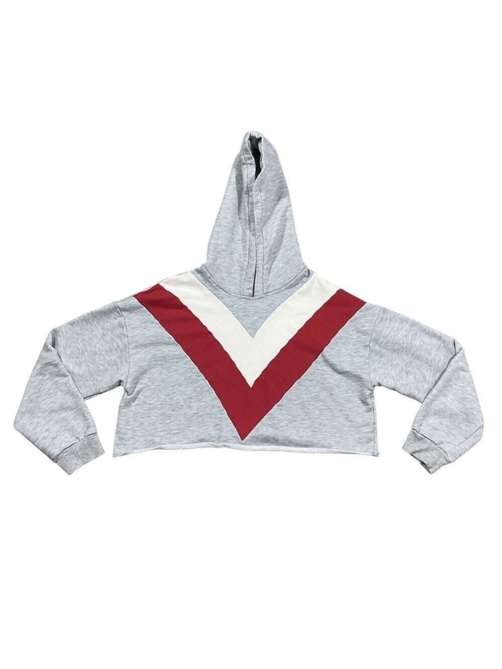 Allard State Gray Cropped Hoodie Sweatshirt Large